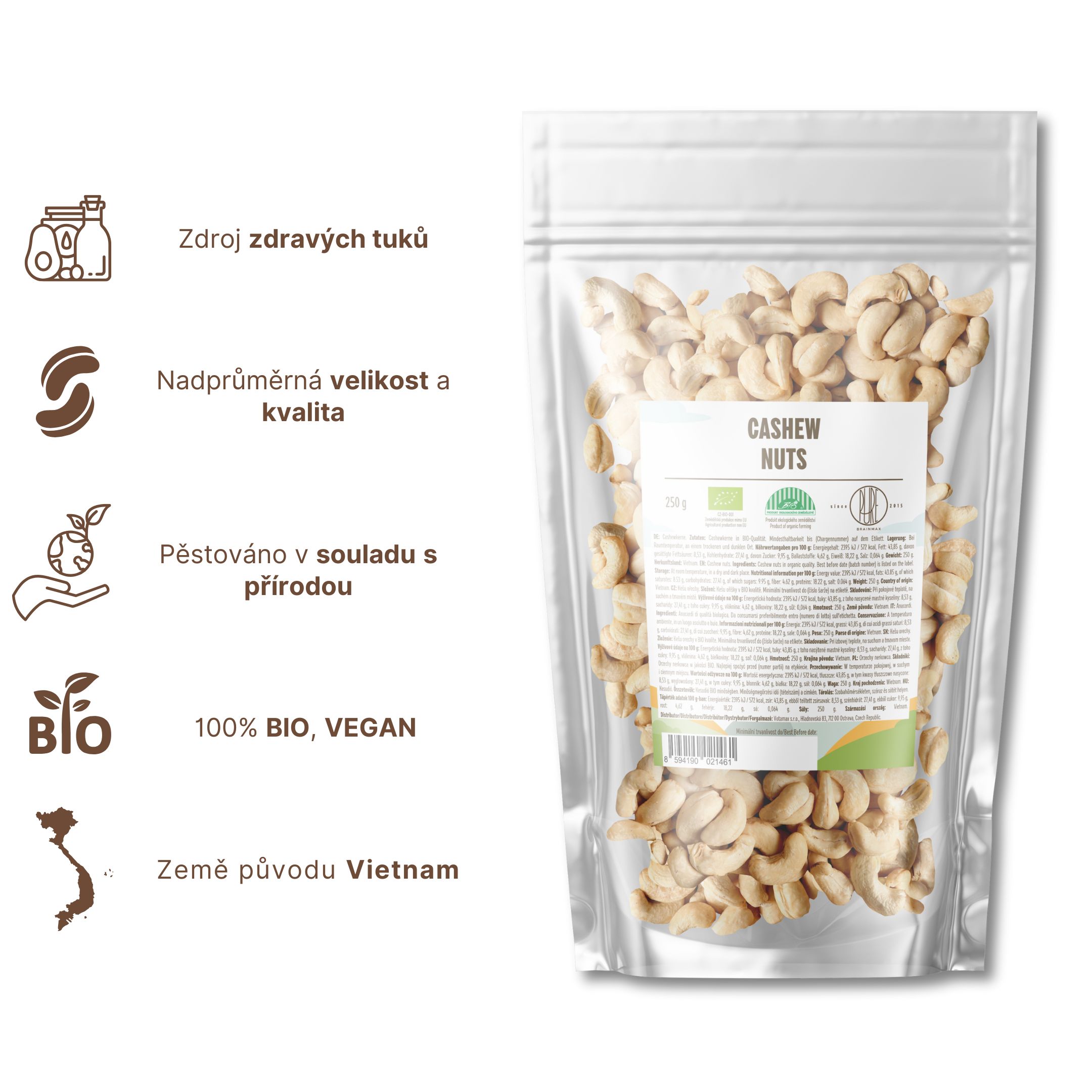 3Kešu ořechy 250g